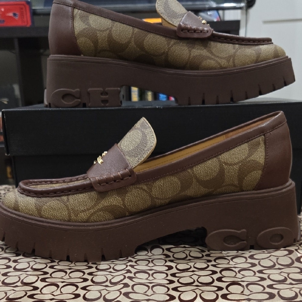 Coach Brown Monogram Loafers